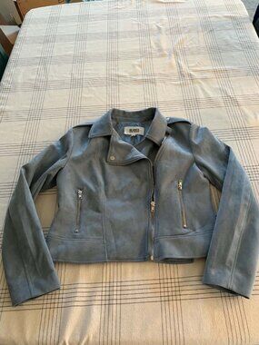 BB Dakota Steve Madden Not Your Baby Blue Faux Suede Moto Jacket Size Medium